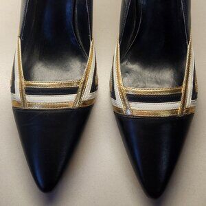 NWOT Nine West Black Heels with Gold Accent